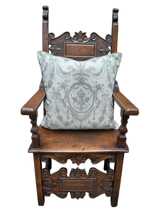 A Cream & Lime Floral Cushion