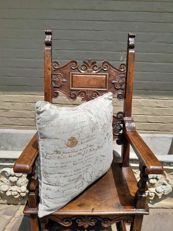 A Cream & Journal Script Cushion