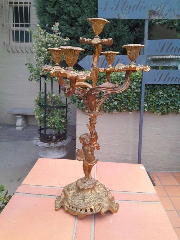 A 20th Century Pair of Gilt Metal Candelabra
