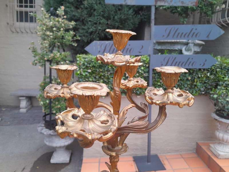 A 20th Century Pair of Gilt Metal Candelabra