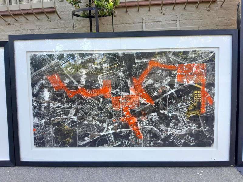 A 20th Century Set Of Three Large Framed Abstract Compositions By Darryl Betz