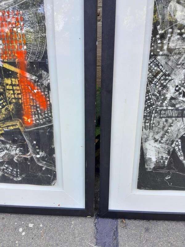 A 20th Century Set Of Three Large Framed Abstract Compositions By Darryl Betz