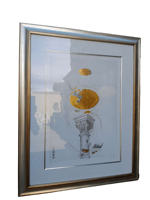 A 20th Century Circa 1983  Signed Gold Leaf Print