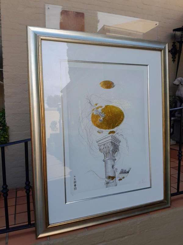 A 20th Century Circa 1983  Signed Gold Leaf Print