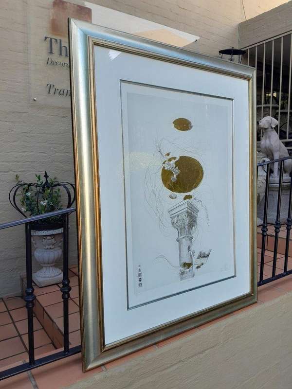 A 20th Century Circa 1983  Signed Gold Leaf Print