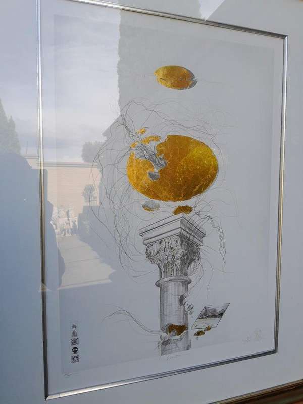 A 20th Century Circa 1983  Signed Gold Leaf Print