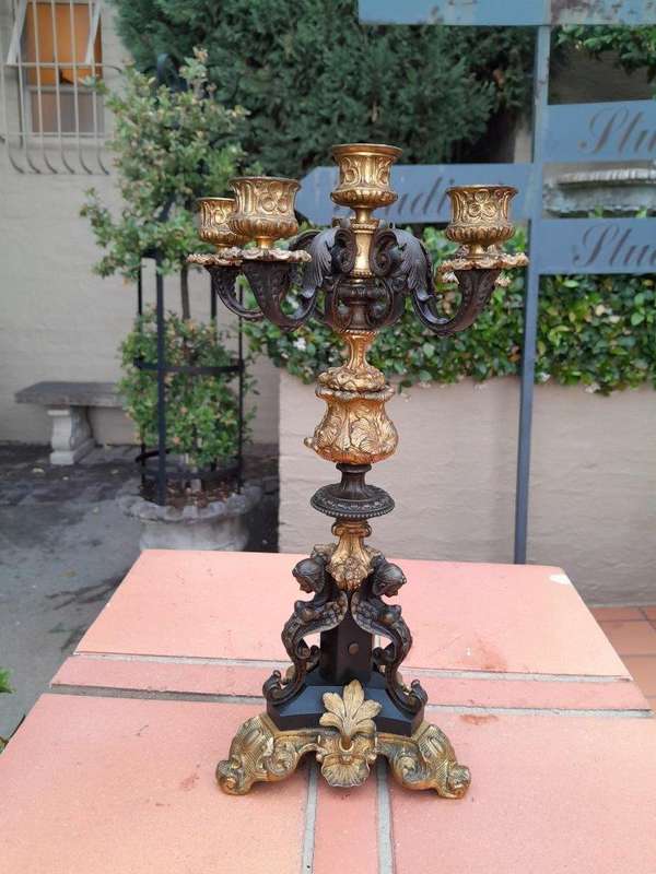 An Exceptional Pair of 19th Century French Napoléon Bronze and Ormolu Candelabrum ND