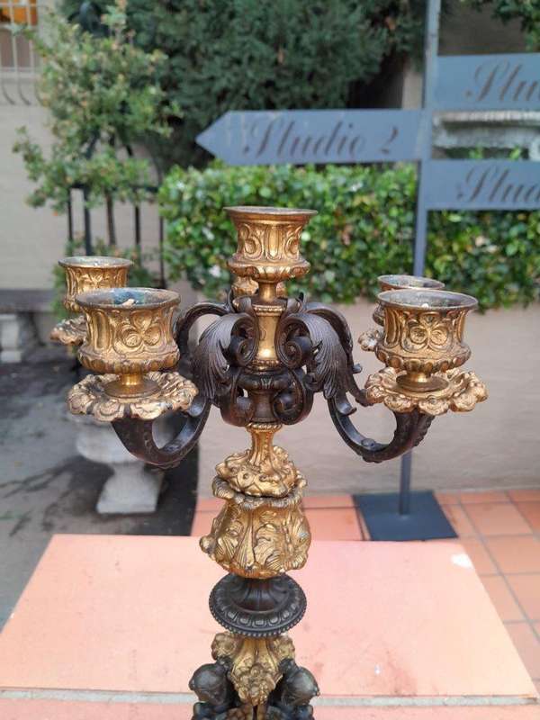 An Exceptional Pair of 19th Century French Napoléon Bronze and Ormolu Candelabrum ND