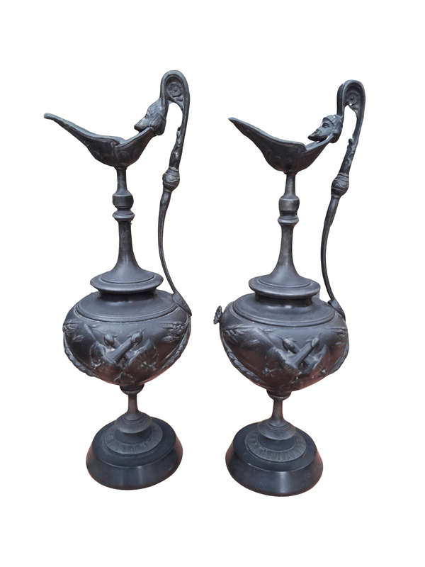 A 19th century French Pair of Bronze Urns / Ewers