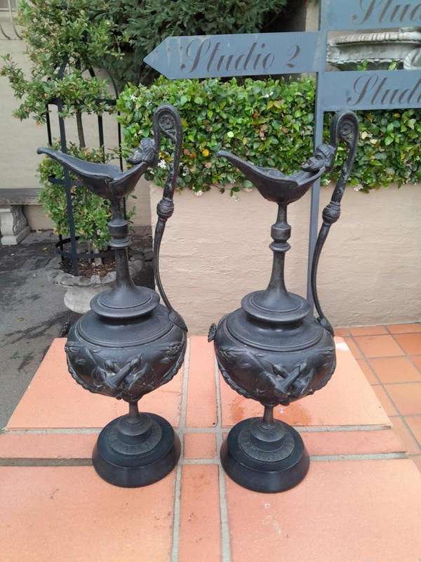 A 19th century French Pair of Bronze Urns / Ewers