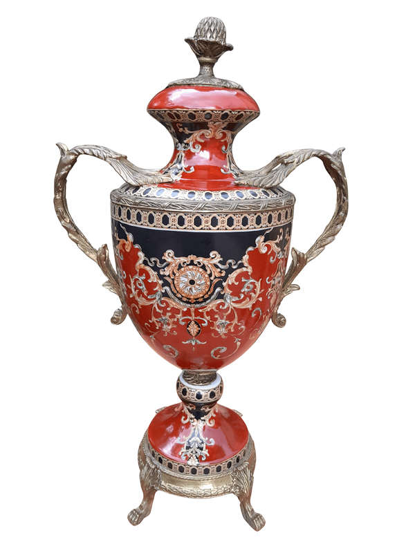 A French Style Porcelain with Metal Mounts Urn