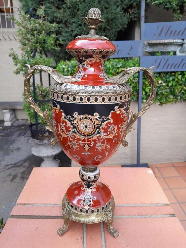 A French Style Porcelain with Metal Mounts Urn