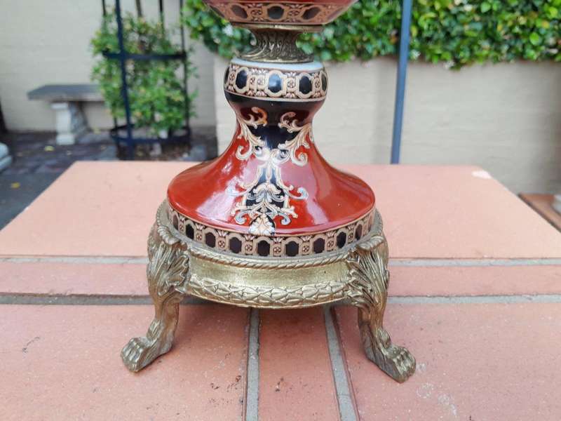 A French Style Porcelain with Metal Mounts Urn