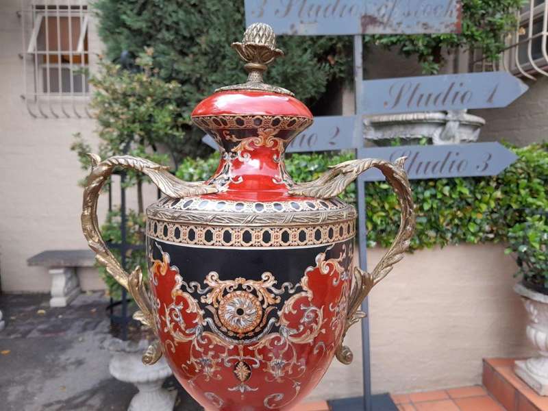 A French Style Porcelain with Metal Mounts Urn