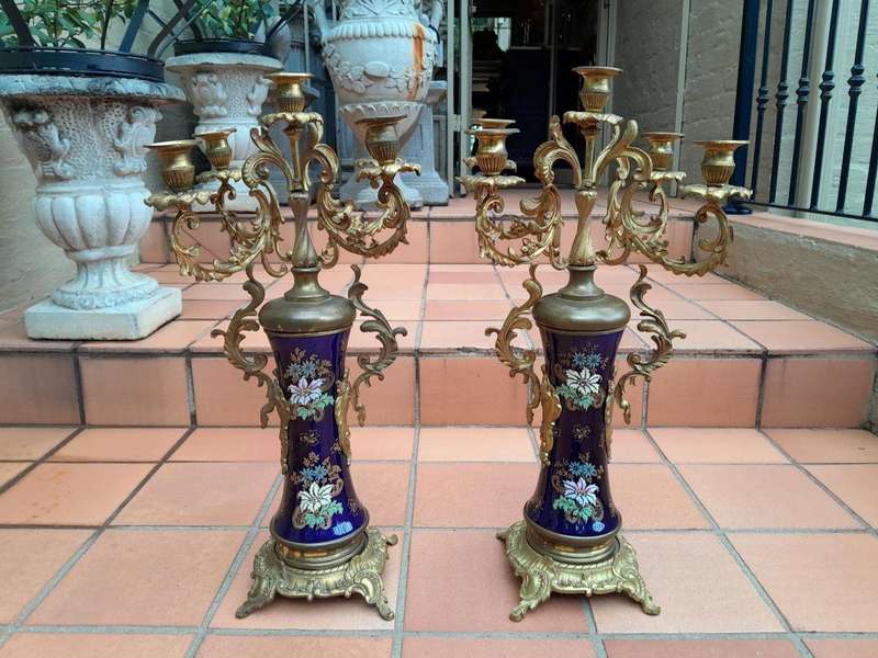 An Early 20th Century (Circa 1911) French Rococo Style Clock Garniture Set With Gilt Metal Mounts...