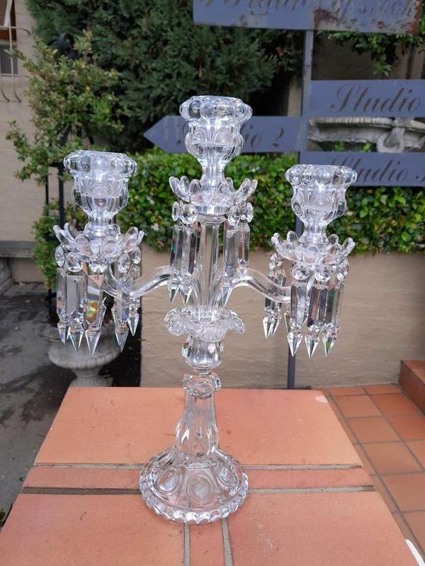 A 20th Century Cut Crystal Candelabra 