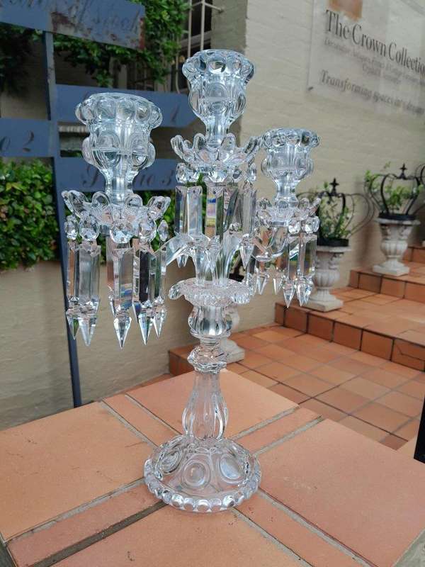 A 20th Century Cut Crystal Candelabra 