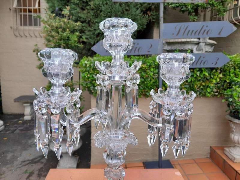 A 20th Century Cut Crystal Candelabra 