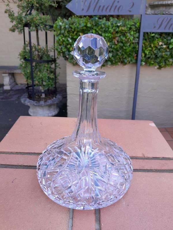 A Cut Crystal Ships Decanter