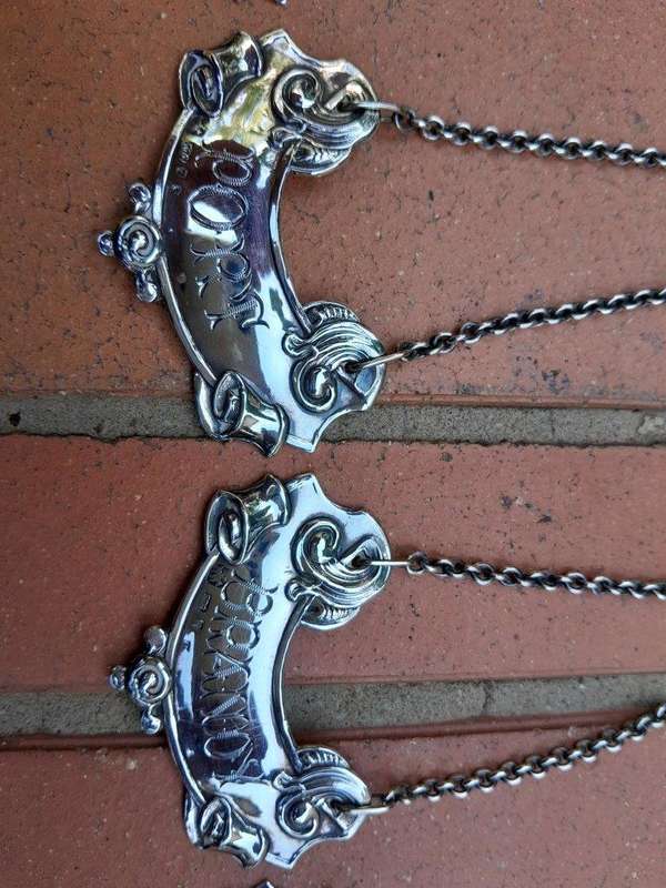A 20TH Century Set of Four Sterling Silver Decanter Labels Brand / Whisky / Sherry / Port (50 gra...