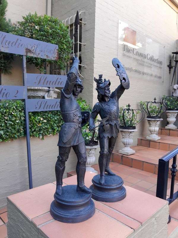 An Early 20th Century Pair of Spelter Warriors Signed 