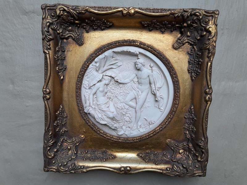 A 20TH Century Ornately Gilt Framed Cast Composite Marble Plaque