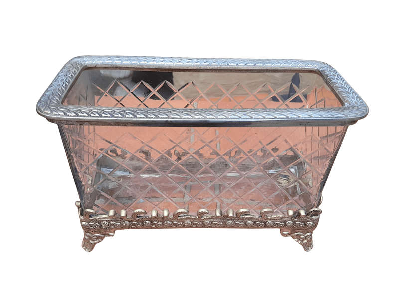 A 20TH Century  Cut Glass Container / Vase on Gilt Metal Base