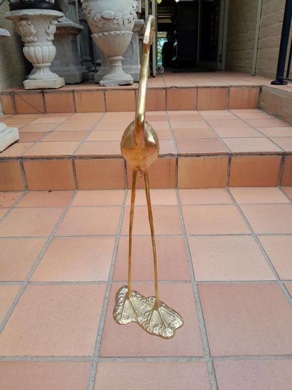 A 20TH Century Decorative For Floor or Table Pair of Brass Flamingos