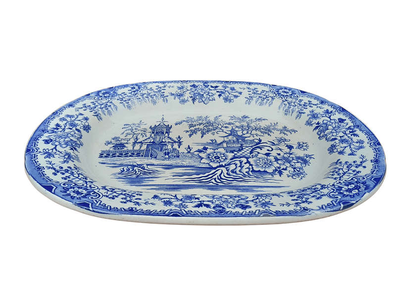 An Antique Colandine Blue / White Large Porcelain Platter