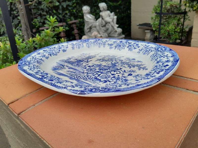 An Antique Colandine Blue / White Large Porcelain Platter