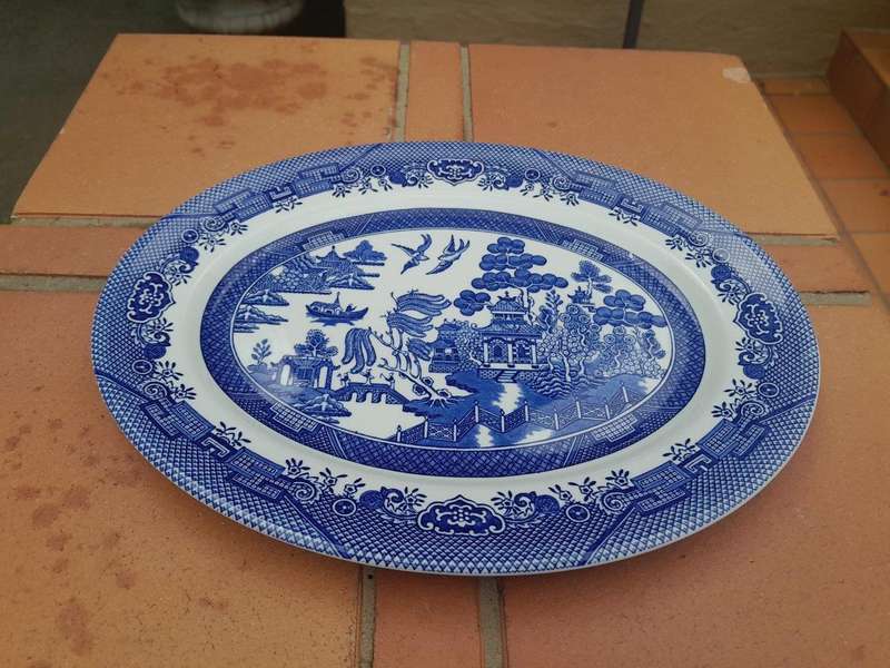 A 20th Century Blue and White Hand Painted Porcelain Platter