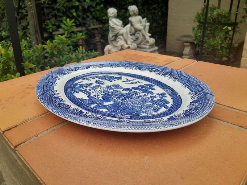 A 20th Century Blue and White Hand Painted Porcelain Platter