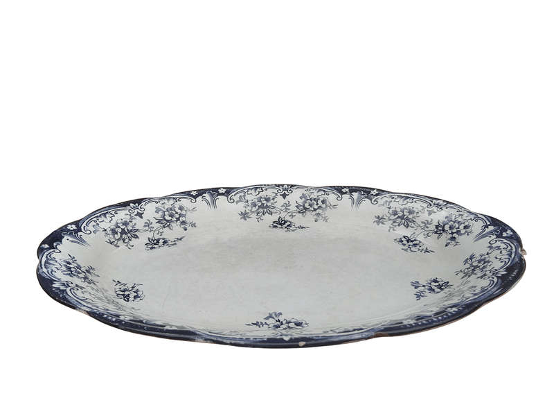 An Antique Blue and White Hand Painted Porcelain Platter