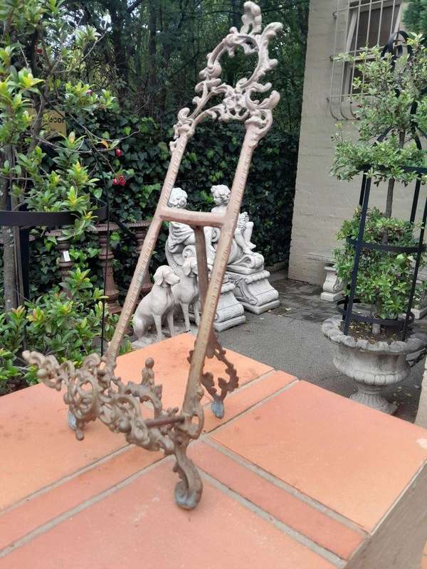 An Ornate Floral Carved Victorian Style Brass Picture, Book / Plate Easel