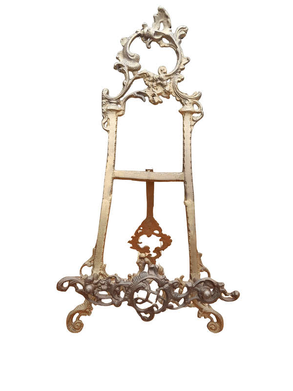 An Ornate Floral Carved Victorian Style Brass Picture, Book / Plate Easel
