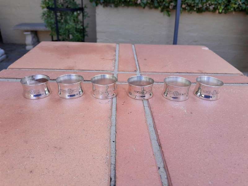 A 20TH Century Set Of Six Silver-Plate  Napkin / Serviette Rings With Hallmarks
