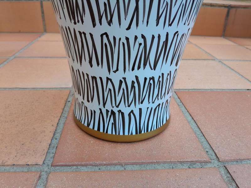 A Pair Of Black / Off White With Gold Rim Large Size Vases