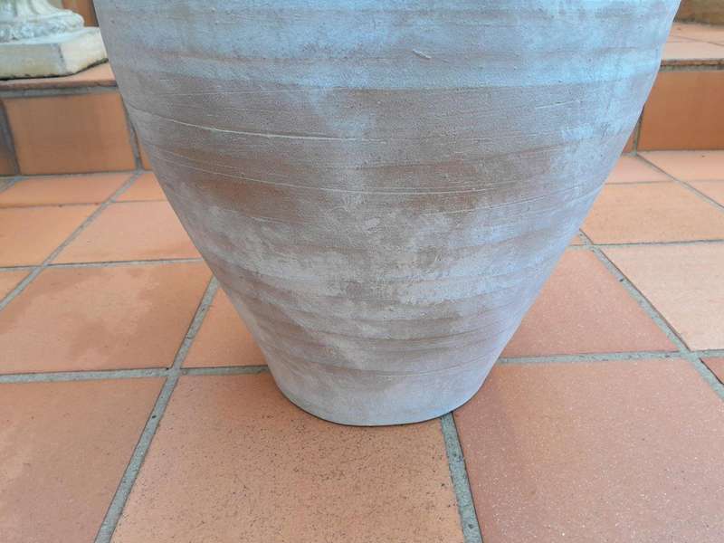A Pair Of Cement Urns Of Large Proportion With Handles