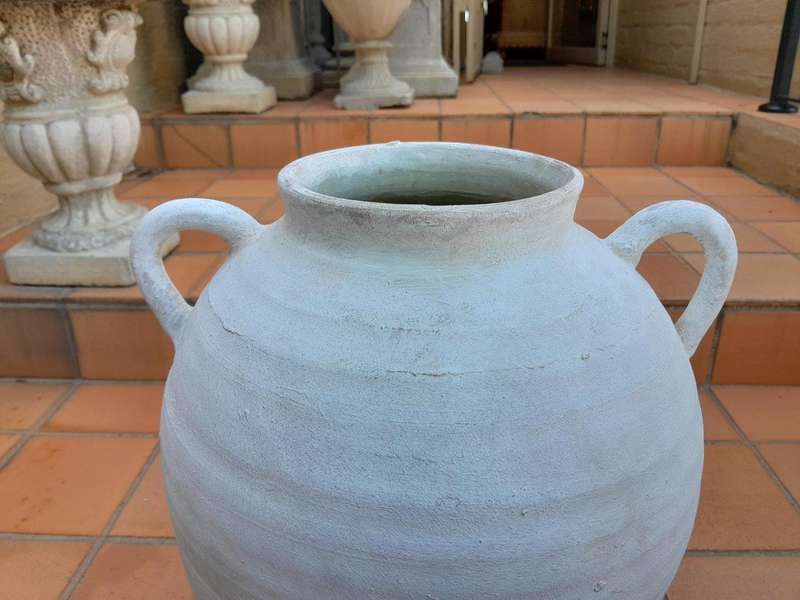 A Pair Of Cement Urns Of Large Proportion With Handles