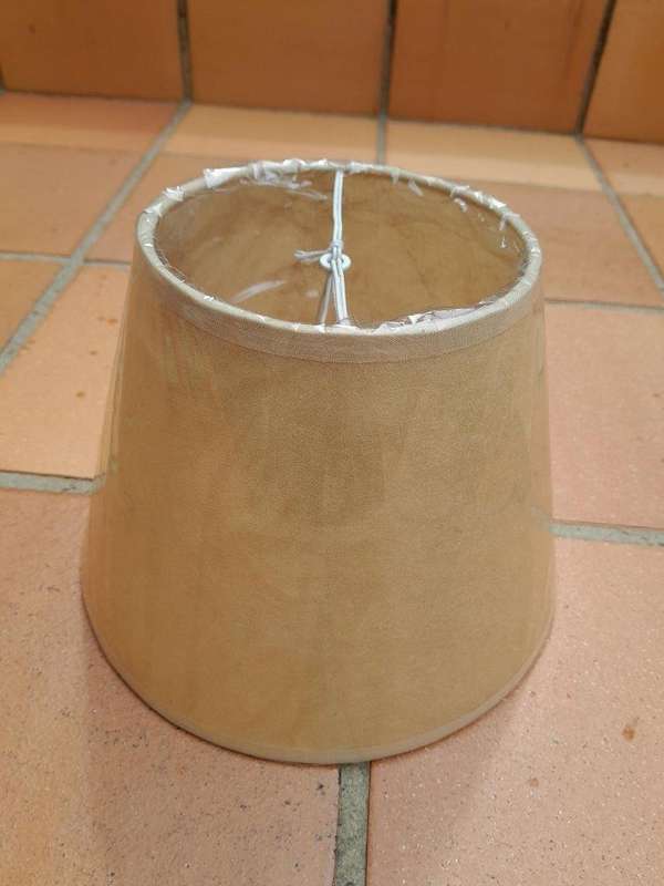 A 20th Century Pair Of Handmade Parchment Lampshades With Gold Painted Trim