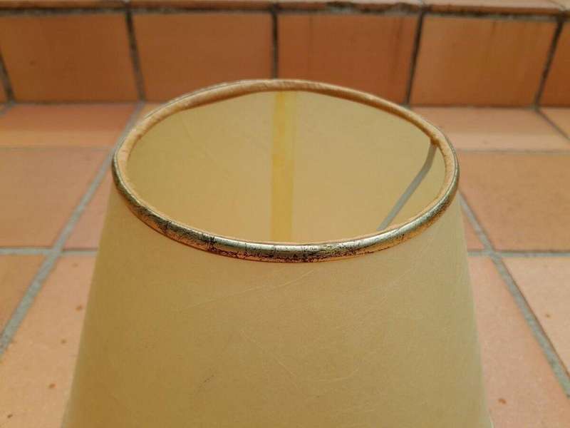 A 20th Century Pair Of Handmade Parchment Lampshades With Gold Painted Trim