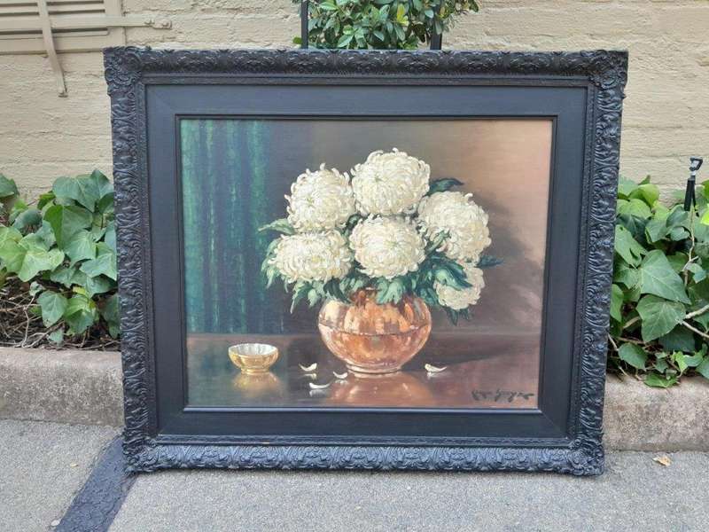 Carlo Sdoya (South Africa, 1914 - 1996), A 20TH Century Signed Floral Oil of Chrysanthemums