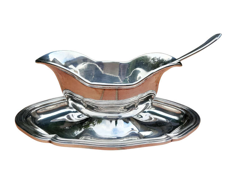 A 20TH Century Silver Plate Christofle / France Gravy / Sauce Boat / Bowl with Ladle