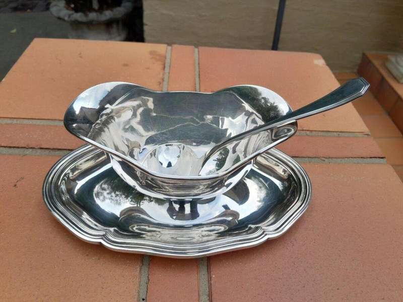 A 20TH Century Silver Plate Christofle / France Gravy / Sauce Boat / Bowl with Ladle