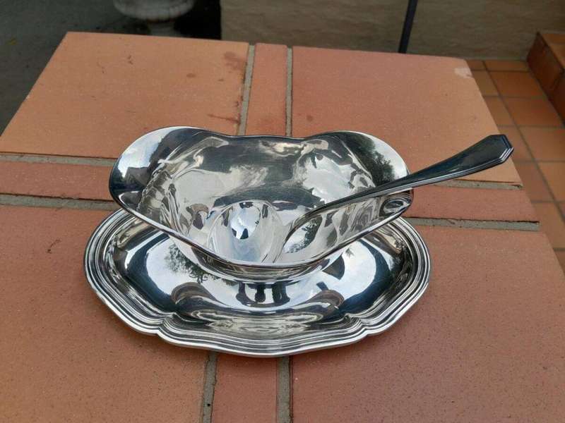 A 20TH Century Silver Plate Christofle / France Gravy / Sauce Boat / Bowl with Ladle