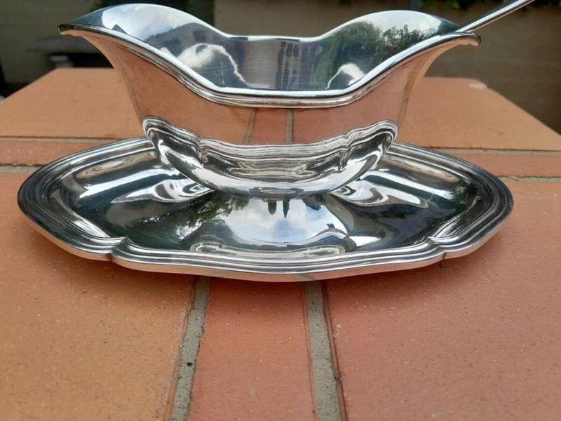 A 20TH Century Silver Plate Christofle / France Gravy / Sauce Boat / Bowl with Ladle