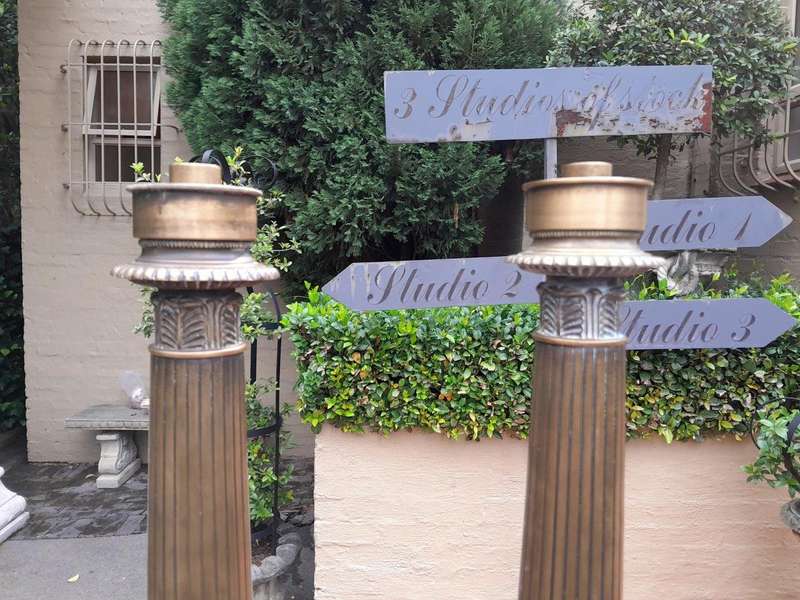 A 20th Century Pair of French Empire Style Large Size Brass Candle Sticks / Holders