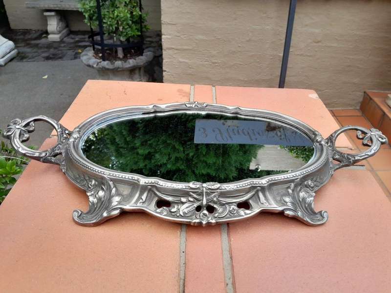 A 20th Century Silver Plate With Mirror Tray