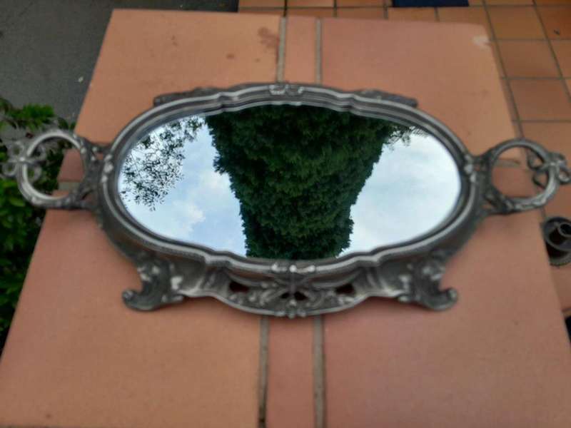 A 20th Century Silver Plate With Mirror Tray