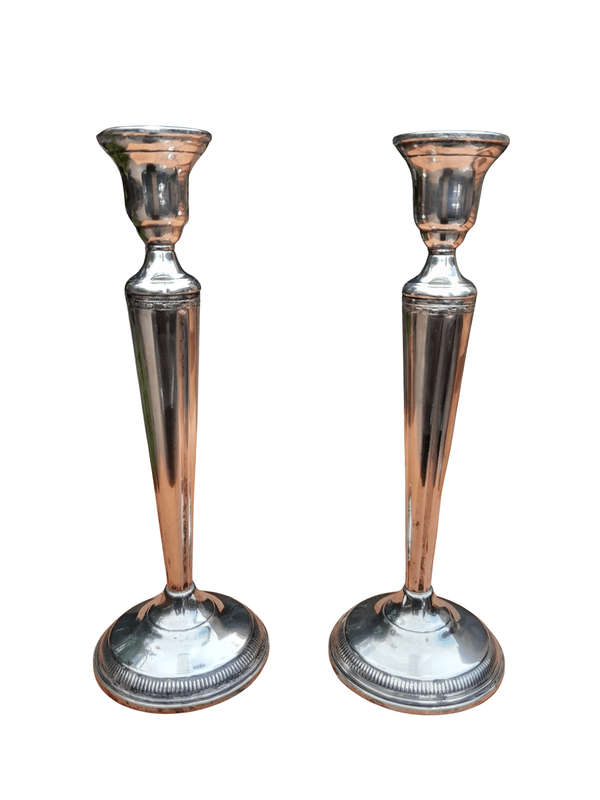 A 20th Century Silver Pair Of Candlesticks / Holders  (773 grams)